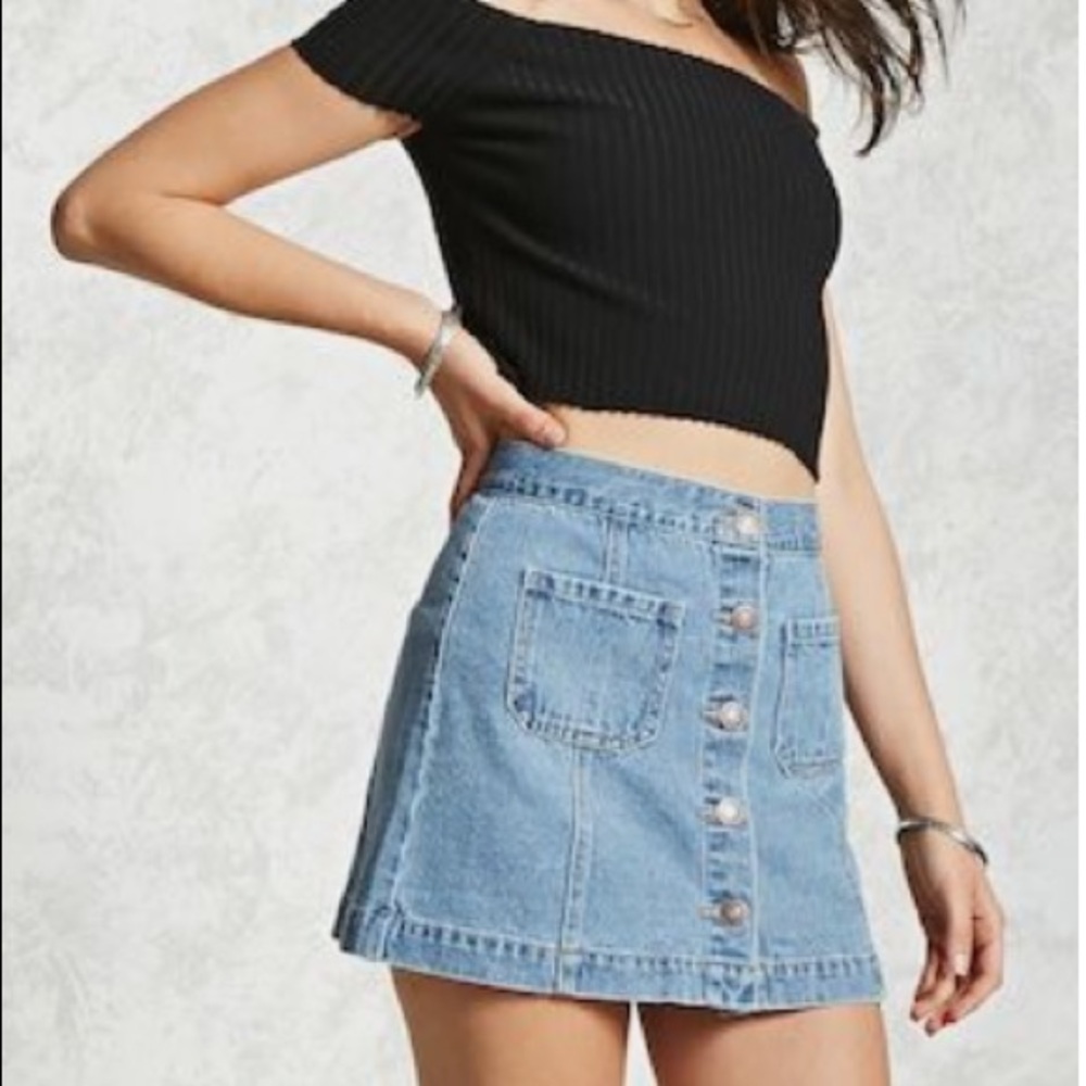 Forever 21 Button Down Denim Skirt